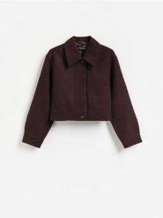 Kurtka z dodatkiem wełny - mahoniowy. Brązowe kurtki damskie Reserved, l, bez wzorów, z tkaniny, bez kaptura. Za 229.99 zł.