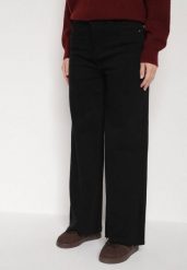 Czarne Jeansy o Szerokim Kroju z Wysokim Stanem Shenarah. Czarne jeansy damskie Born2be, bez wzorów, z bawełny. Za 99.99 zł.