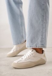 Beżowe Sneakersy Ozdobione Geometrycznym Motywem Lamemisia. Brązowe obuwie sportowe damskie Born2be, bez zapięcia. Za 99.99 zł.