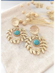 Atelier MIU Pozłacane kolczyki-wkrętki z turkusami rozmiar: onesize. Żółte kolczyki damskie atelier MIU, z turkusem, pozłacane. Za 50.45 zł.