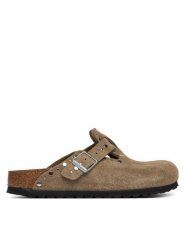Birkenstock Klapki Boston Rivet 1030418 Beżowy. Brązowe klapki damskie Birkenstock, bez wzorów, ze skóry, bez obcasa, bez zapięcia. Za 809.99 zł.