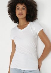 Biały T-shirt Nysalphia. Białe t-shirty damskie Born2be, m, bez wzorów, z bawełny, bez kołnierzyka. Za 29.99 zł.