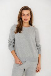 BLUZA LENA SZARY MELANŻ M - Flawless. Szare bluzy damskie Flawless, m, bez wzorów, z bawełny, bez kaptura. Za 296.00 zł.