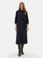 Morgan Sukienka jeansowa 252-RJEANA Granatowy Regular Fit. Niebieskie sukienki damskie Morgan, bez wzorów, z bawełny, bez ramiączek. Za 489.99 zł.