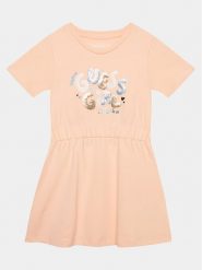 Guess Sukienka codzienna K4GK07 KAE23 Koralowy Regular Fit. Pomarańczowe sukienki dziewczęce Guess, z aplikacjami, z bawełny, bez ramiączek, proste. Za 169.99 zł.