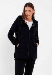 Długa bluza B-FLOFI. Czarne bluzy damskie Volcano, s, bez wzorów, z bawełny, z kapturem. Za 189.99 zł.