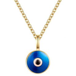 Glanzstücke München Naszyjnik Oko Nazara z Srebra Sterling w zlocie Naszyjniki 1 ct Damski. Białe naszyjniki damskie Glanzstücke München, pozłacane. Za 259.99 zł.