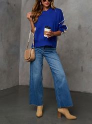 Milan Kiss Sweter w kolorze niebiesko-kremowym rozmiar: S. Brązowe swetry klasyczne damskie Milan Kiss, s, bez kołnierzyka. Za 202.03 zł.