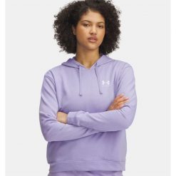 Bluza Damska UA RIVAL TERRY HOODIE 6005511-538. Fioletowe bluzy damskie Under Armour, bez wzorów, bez kaptura. Za 136.99 zł.