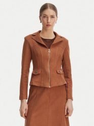 Rinascimento Kurtka z imitacji skóry CFC0127914003 Brązowy Slim Fit. Brązowe kurtki damskie Rinascimento, l, bez wzorów, ze skóry, bez kaptura. Za 599.99 zł.