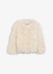 Kurtka oversize ze sztucznego futerka. Białe kurtki damskie bonprix, bez wzorów, bez kaptura. Za 379.99 zł.