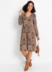 Sukienka z dżerseju w deseń paisley. Czerwone sukienki damskie bonprix, bez wzorów, z dżerseju, bez ramiączek. Za 119.99 zł.