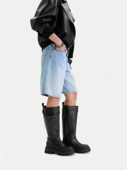 G-Star Raw Kozaki EO-GLCIEN-7001 Czarny. Czarne kozaki damskie G-Star, ze skóry, bez obcasa, na płaskiej podeszwie, bez zapięcia. Za 639.99 zł.