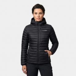Kurtka damska puchowa lekka Alpinus Kiruna. Czarne kurtki damskie Alpinus, na jesień, m, bez wzorów, z materiału, z kapturem. Za 399.00 zł.
