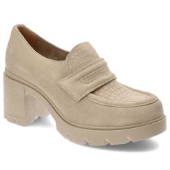 Beżowe Półbuty Lemar Wygodne Skórzane Buty. Brązowe półbuty damskie Lemar, na wiosnę, bez wzorów, bez obcasa, na słupku, bez zapięcia. Za 329.00 zł.