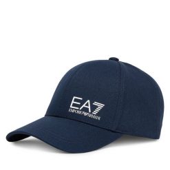 Czapka z daszkiem EA7 Emporio Armani. Niebieskie czapki z daszkiem damskie EA7 Emporio Armani, bez wzorów. Za 159.99 zł.