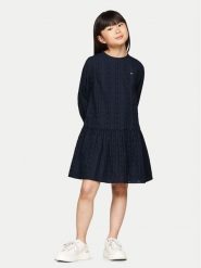Tommy Hilfiger Sukienka elegancka KG0KG08216 M Granatowy Regular Fit. Niebieskie sukienki dziewczęce Tommy Hilfiger, bez wzorów, z bawełny, bez ramiączek. Za 349.99 zł.