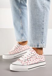 Różowe Casualowe Trampki w Kwiatki Foleriella. Czerwone obuwie sportowe casual damskie Renee, z jeansu, bez zapięcia. Za 44.99 zł.