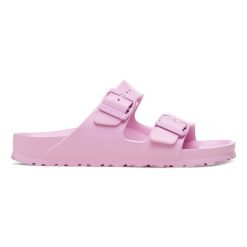 Klapki damskie BIRKENSTOCK ARIZONA EVA FONDANT PINK. Czerwone klapki damskie Birkenstock, bez wzorów, z materiału, bez obcasa, bez zapięcia. Za 199.99 zł.