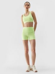 4F Legginsy krótkie treningowe z materiału z recyklingu damskie - zielone M. Zielone legginsy sportowe damskie 4F, l, bez wzorów, z dzianiny, z podwyższonym stanem, do biegania. W wyprzedaży za 39.99 zł.