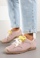 Różowe Sneakersy z Dwoma Parami Sznurówek Silfita. Czerwone obuwie sportowe damskie Born2be, bez zapięcia, trekkingowe. Za 84.99 zł.