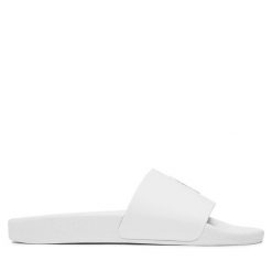 Klapki Polo Ralph Lauren. Białe klapki damskie Polo Ralph Lauren, bez wzorów, bez obcasa, bez zapięcia. Za 259.99 zł.