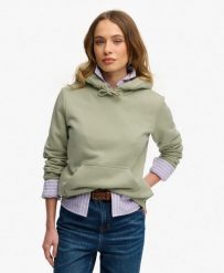 Superdry Bluza z kapturem Essential Logo haftowana – relaxed fit. Zielone bluzy damskie Superdry, bez wzorów, z bawełny, z kapturem. Za 282.85 zł.