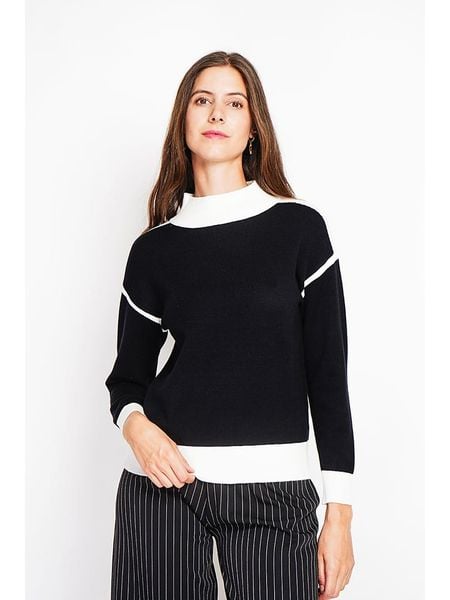 William de Faye Sweter w kolorze czarno-białym rozmiar: 34. Czarne swetry klasyczne damskie William de Faye, bez kołnierzyka. Za 104.99 zł.