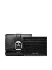 Calvin Klein Portfel Buckle 2 In 1 Wallet LV04F1168G Czarny. Czarne portfele damskie Calvin Klein, bez wzorów, ze skóry. Za 369.99 zł.