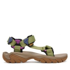 Sandały Teva. Zielone sandały damskie Teva, bez wzorów, bez obcasa, bez zapięcia. Za 519.99 zł.