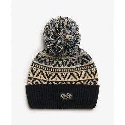 Czapka dzianinowa z wzorem dla kobiet Superdry. Niebieskie czapki damskie Superdry, bez wzorów, z dzianiny. W wyprzedaży za 127.00 zł.
