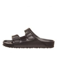 Birkenstock Klapki "Arizona Eva" w kolorze czarnym rozmiar: 41. Czarne klapki damskie Birkenstock, bez wzorów, z otwartym noskiem, bez obcasa, bez zapięcia. Za 217.40 zł.