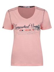 Geographical Norway Koszulka "Jeanne" w kolorze jasnoróżowym rozmiar: XXL. Różowe bluzki damskie Geographical Norway, xxl, bez wzorów, z bawełny, bez kołnierzyka, bez ramiączek. Za 48.16 zł.