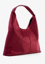 Torebka typu shopper z imitacji skóry welurowej. Czerwone shopper bag bonprix, bez wzorów, ze skóry, duże, bez dodatków. Za 122.99 zł.