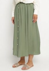 Ciemnozielona Wiskozowa Spódnica z Lnem i Guzikami Tolissa. Zielone spódnice damskie Born2be, na co dzień, uniwersalny, bez wzorów, z wiskozy, eleganckie, midi. Za 69.99 zł.