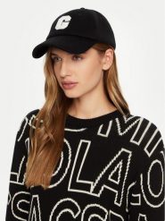 Guess Czapka z daszkiem AW5258 COT01 Czarny. Czarne czapki z daszkiem damskie Guess, z aplikacjami, z materiału. Za 109.99 zł.