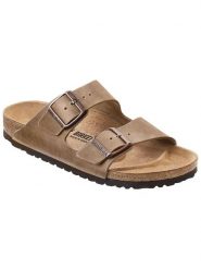 Birkenstock Skórzane klapki "Arizona" w kolorze jasnobrązowym rozmiar: 42. Brązowe klapki damskie Birkenstock, bez wzorów, z otwartym noskiem, bez obcasa, bez zapięcia. Za 436.14 zł.