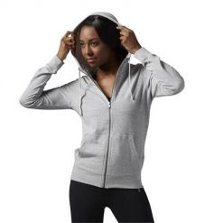 Bluza sportowa damska Reebok EL Full Zip. Szare kardigany damskie Reebok, bez wzorów. Za 329.99 zł.
