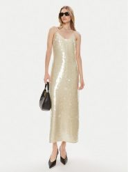 Samsøe Samsøe Sukienka koktajlowa Sally F24100193 Złoty Slim Fit. Żółte sukienki damskie Samsøe & Samsøe, bez wzorów, z syntetyku, wizytowe, bez ramiączek. Za 509.99 zł.