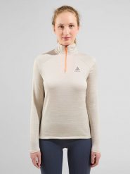 Odlo Koszulka funkcyjna "Essential" w kolorze beżowym rozmiar: XL. Brązowe koszulki damskie ODLO, xl, bez wzorów, z materiału, bez kołnierzyka, bez ramiączek. Za 140.20 zł.