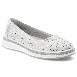 Półbuty damskie S.Barski, ze skóry naturalnej licowej ażurowy kwiatowy wzór lekka podeszwa komfortowe casual, srebrne, LR61-7038. Szare półbuty damskie S.BARSKI, w ażurowe wzory, ze skóry, bez obcasa, bez zapięcia. Za 169.00 zł.