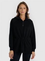 4F Bluza dresowa nierozpinana z modalem damska - czarna S. Czarne bluzy damskie 4F, s, bez wzorów, z dresówki, bez kaptura. W wyprzedaży za 169.99 zł.