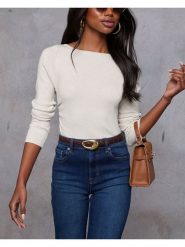 Milan Kiss Koszulka w kolorze kremowym rozmiar: XL. Brązowe koszulki damskie Milan Kiss, xl, bez wzorów, bez kołnierzyka, bez ramiączek. Za 126.99 zł.