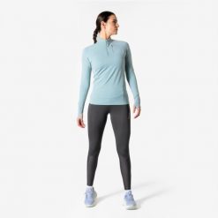 Legginsy do biegania w terenie damskie Kiprun. Szare legginsy damskie KIPRUN, l, bez wzorów, z materiału. Za 149.99 zł.