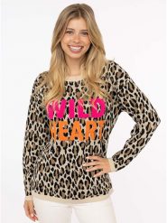 Zwillingsherz Sweter "Wild Heart" w kolorze beżowo-jasnobrązowym rozmiar: L/XL. Brązowe swetry klasyczne damskie Zwillingsherz, l, ze splotem, bez kołnierzyka. Za 229.95 zł.