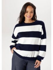 Aniston Sweter w kolorze granatowo-białym rozmiar: 54. Białe swetry klasyczne damskie Aniston, bez kołnierzyka. Za 130.99 zł.