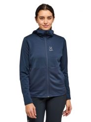Haglöfs Kurtka polarowa "Lark Mid" w kolorze granatowym rozmiar: XL. Niebieskie kurtki damskie Haglöfs, xl, z polaru, bez kołnierzyka. Za 386.95 zł.