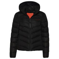 Damska kurtka z kapturem z mikrofibry Superdry. Czarne kurtki damskie Superdry, na zimę, bez wzorów, z mikrofibry, z kapturem. Za 490.65 zł.