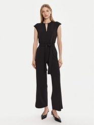 Calvin Klein Kombinezon LV044C066G Czarny Regular Fit. Czarne sukienki damskie Calvin Klein, bez wzorów, z syntetyku, bez ramiączek. Za 539.99 zł.