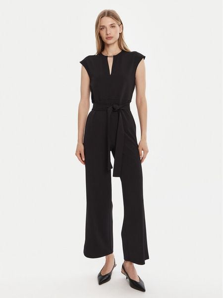 Calvin Klein Kombinezon LV044C066G Czarny Regular Fit. Czarne sukienki damskie Calvin Klein, bez wzorów, z syntetyku, bez ramiączek. Za 483.99 zł.